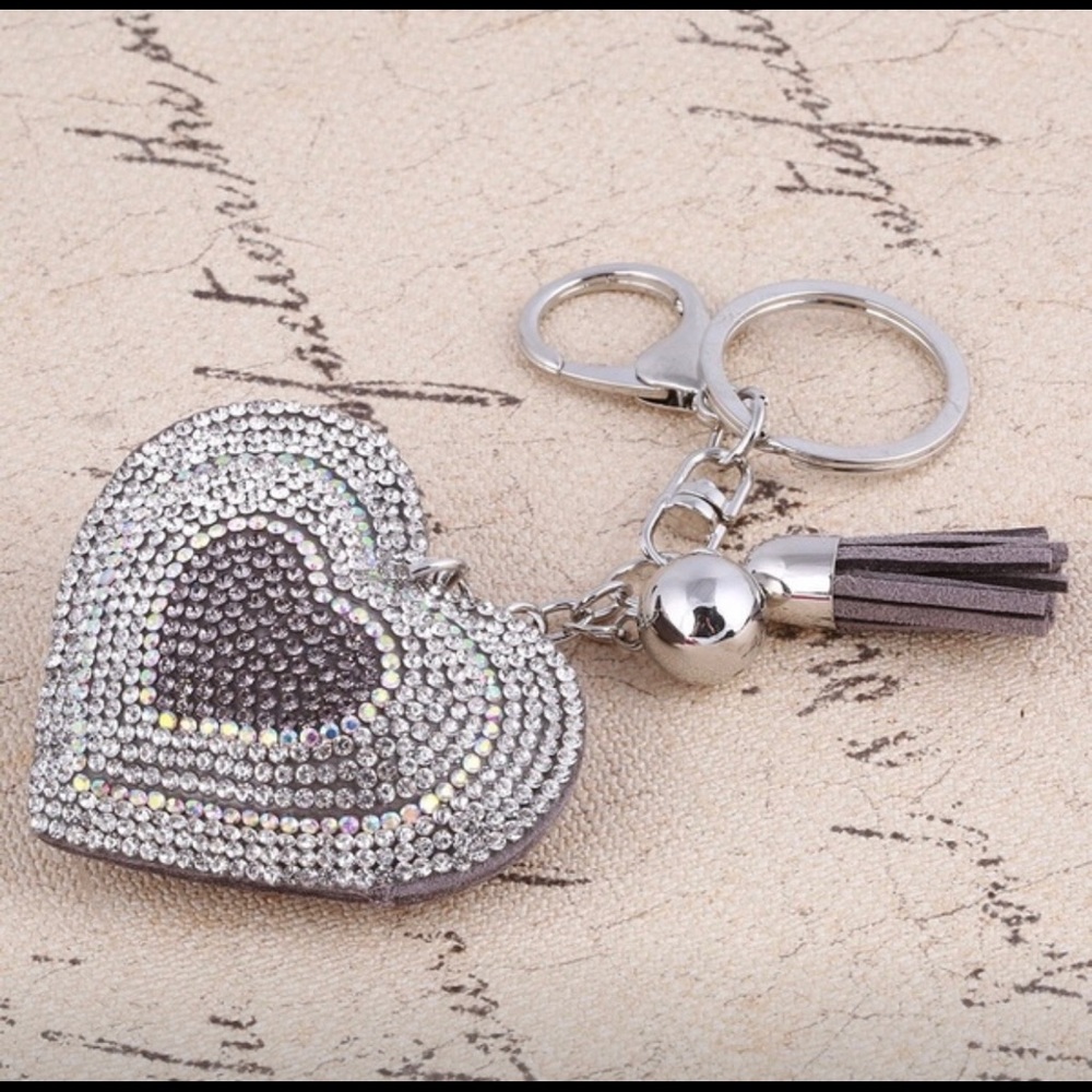 Silver Heart Bling Bling Key Chain